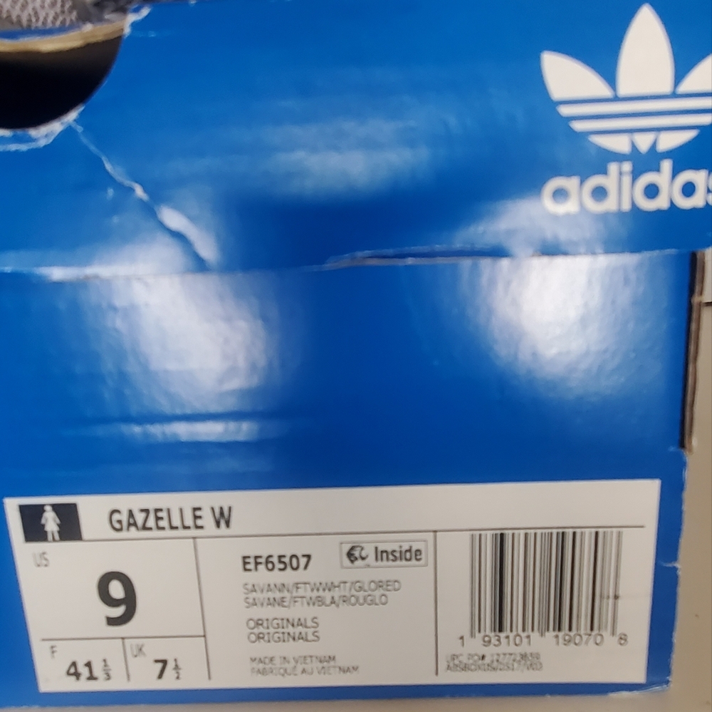 adidas Originals Gazelle Women's Tan and White Sneakers - Picture 6 of 6